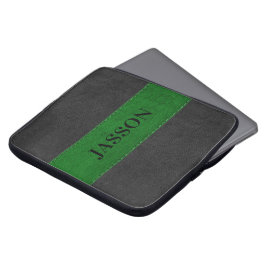 Funda Para Portátil Cuero Masculino Negro Y Verde Faux