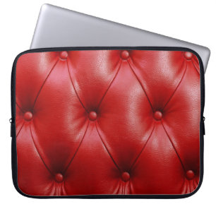 Funda Para Portátil Cuero Rojo: Elegancia del patrón de tapicería.