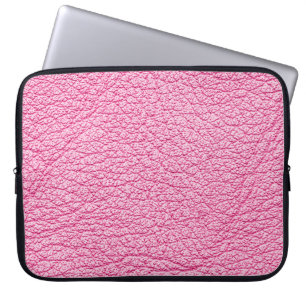 Funda Para Portátil Cuero rosa de cierre, fondo texturado.