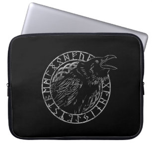Funda Para Portátil Cuervo Cuervo Odín Mitología Vikinga runas rúnico