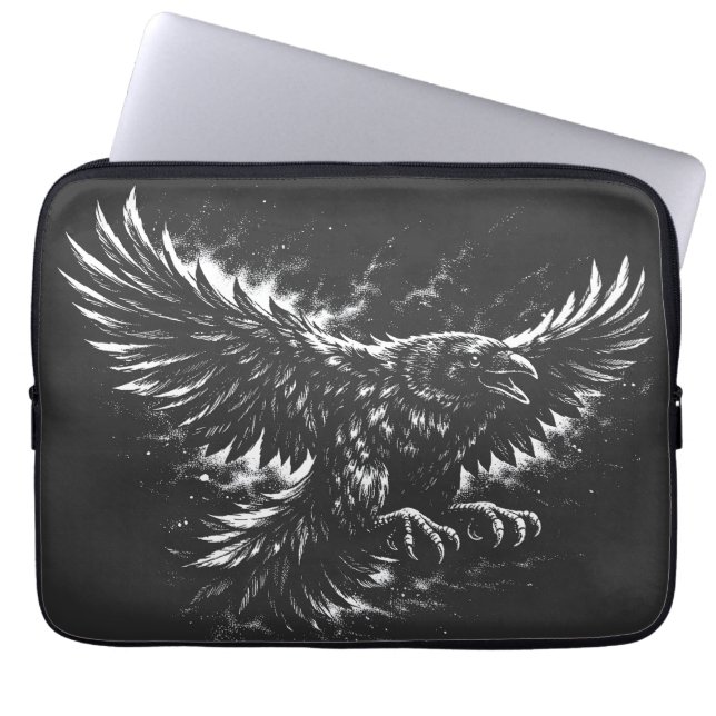 Funda Para Portátil Cuervo gótico – por BurnsInHell (Frente)
