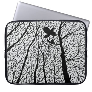 Funda Para Portátil Cuervos Silueteados en los Árboles de Invierno