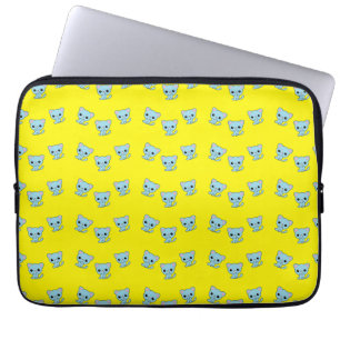Funda Para Portátil Cuidado gatito azul rebote sobre amarillo