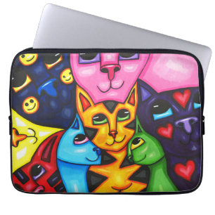 Funda Para Portátil Cuidados gatos coloridos arte caprichoso pintura o