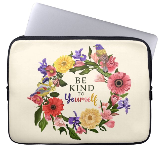Funda Para Portátil Cuídate una cita floral de amor propio (Frente)