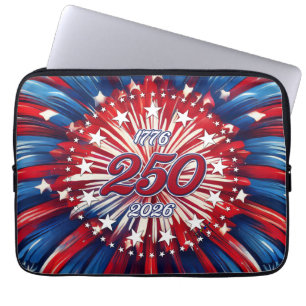 Funda Para Portátil Cumpleaños 250 de América 1776-2026 Fuegos Artific