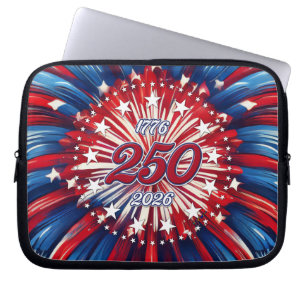 Funda Para Portátil Cumpleaños 250 de América 1776-2026 Fuegos Artific