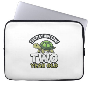 Funda Para Portátil Cumpleaños de dos años de tortuga grabado vintage
