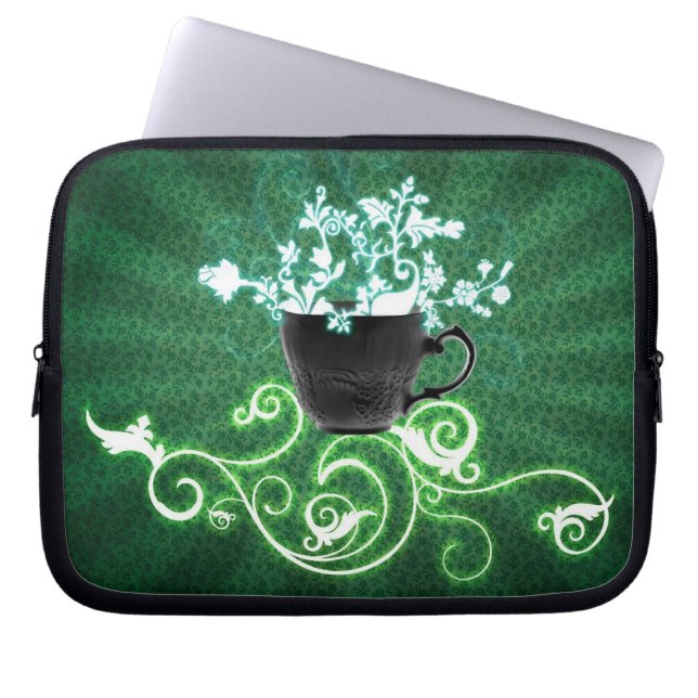Funda Para Portátil cup_flowers_green_ (Frente)