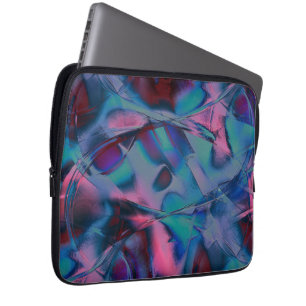 Funda Para Portátil Curvas desordenadas y pulidas de tonos de cian a r