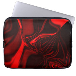 Funda Para Portátil Curvas rojas y ondulaciones sobre fondo oscuro