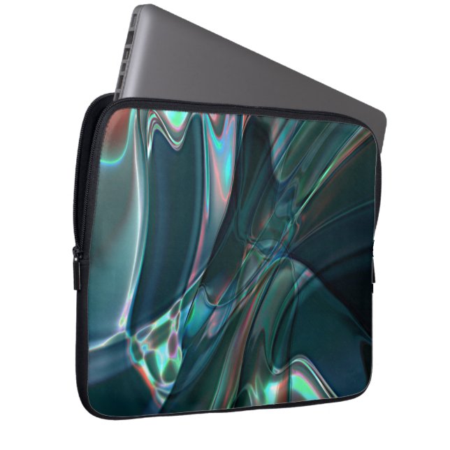 Funda Para Portátil Curvas torcidas en tonos oscuros a luz plateada (Anverso derecho)