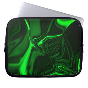 Funda Para Portátil Curvas y pliegues de color verde sobre fondo oscur