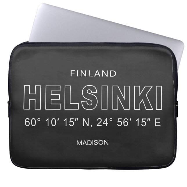 Funda Para Portátil Custom Name Helsinki Coordinates (Frente)