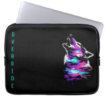Custom Name Override Glitch Wolf Cyberpunk Laptop 