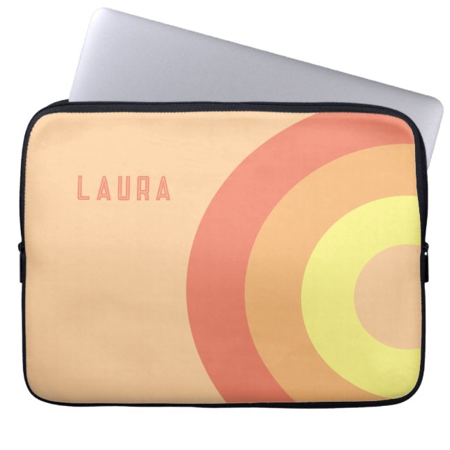 Funda Para Portátil Custom name Rainbow Target – pink, Peach  (Frente)