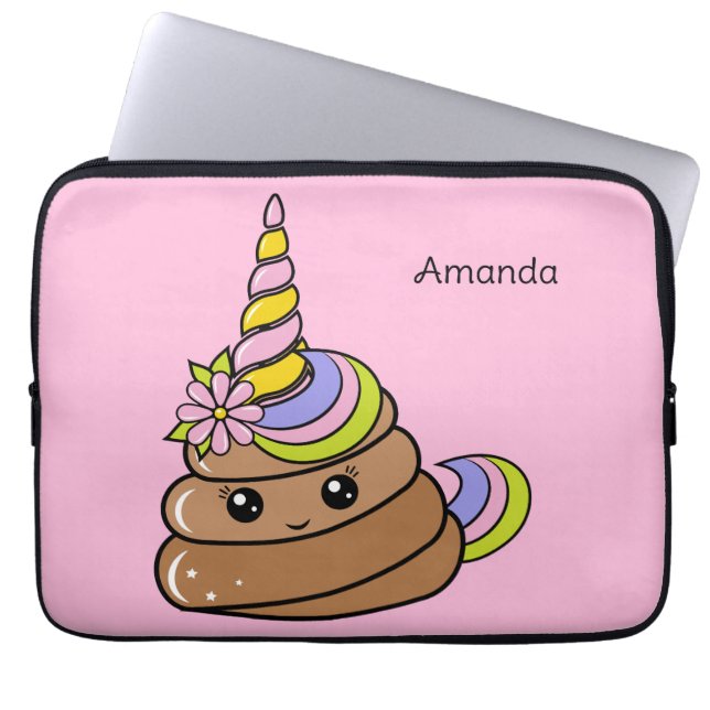Funda Para Portátil Custom Name Unicorn Poop (Frente)