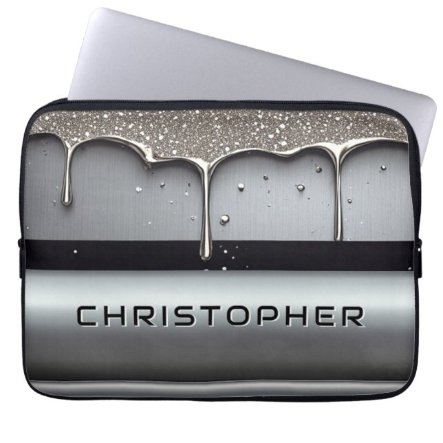 Funda Para Portátil Custom Name With Dripping Liquid Metal (Frente)