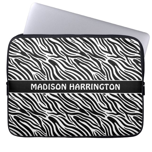 Funda Para Portátil Custom Name Zebra Pattern (Frente)