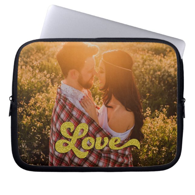 Funda Para Portátil Custom Photo with Gold Love Overlay (Frente)