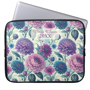 Funda Para Portátil Customize Modern Purple Floral Vintage Dahlia