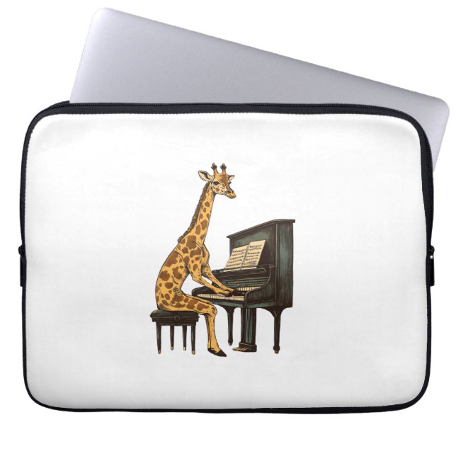 Funda Para Portátil Cuta jirafa tocando piano jirafas música (Frente)