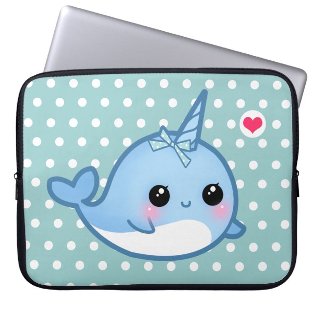 Funda Para Portátil Cute baby narwhal (Frente)