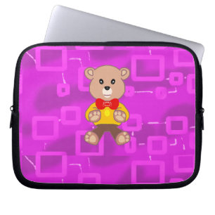 Funda Para Portátil Cute Bowtie Teddy Bear Electrónica Geométrica Rosa