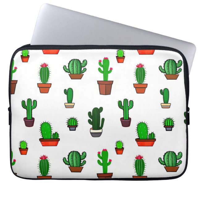 Funda Para Portátil Cute Cactus illustrations Pattern White (Frente)