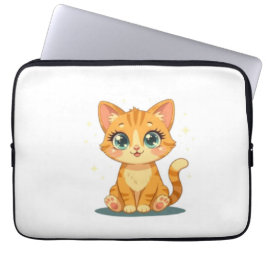 Funda Para Portátil **Cute Cartoon Cat – Adorable Kitty Illustration**