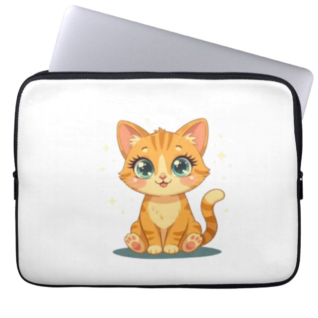Funda Para Portátil **Cute Cartoon Cat – Adorable Kitty Illustration** (Frente)