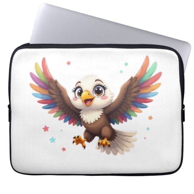 Funda Para Portátil Cute Cartoon Eagle Flying – Friendly Vector Art (Frente)