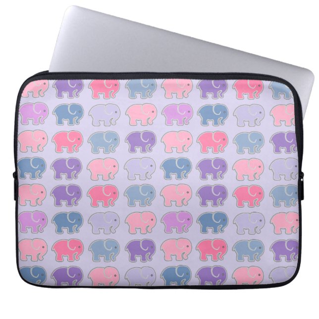 Funda Para Portátil Cute Cartoon Purple Elephant Pattern (Frente)
