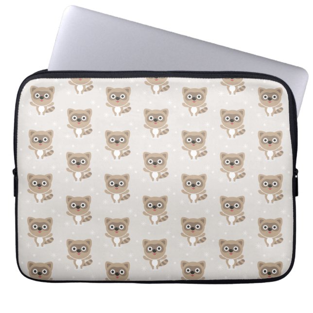 Funda Para Portátil Cute Cartoon Raccoons Winter Pattern (Frente)