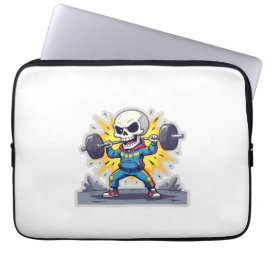 Funda Para Portátil “Cute Cartoon Skeleton Weightlifter • Funny Gym Ba