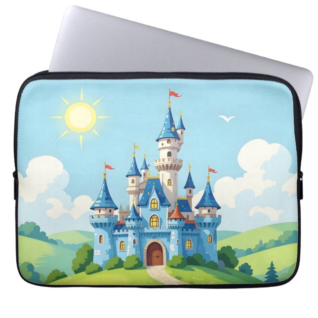 Funda Para Portátil Cute castillo azul y blanco (Frente)