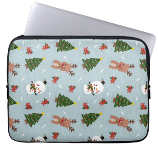 Funda Para Portátil Cute Christmas Pattern | Snowman, Reindeer & Tree 