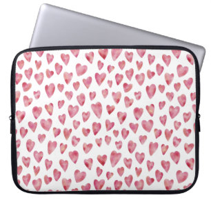 Funda Para Portátil Cute color de agua rosada Patrón de corazón de amo
