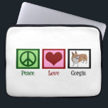 Funda Para Portátil Cute Corgi<br><div class="desc">Un signo de paz,  corazón y un lindo corgi de pozo de pembroke.</div>