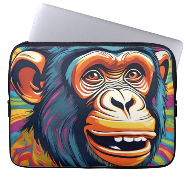 Funda Para Portátil Cute Crazy Funny Chimpanzee (Frente)