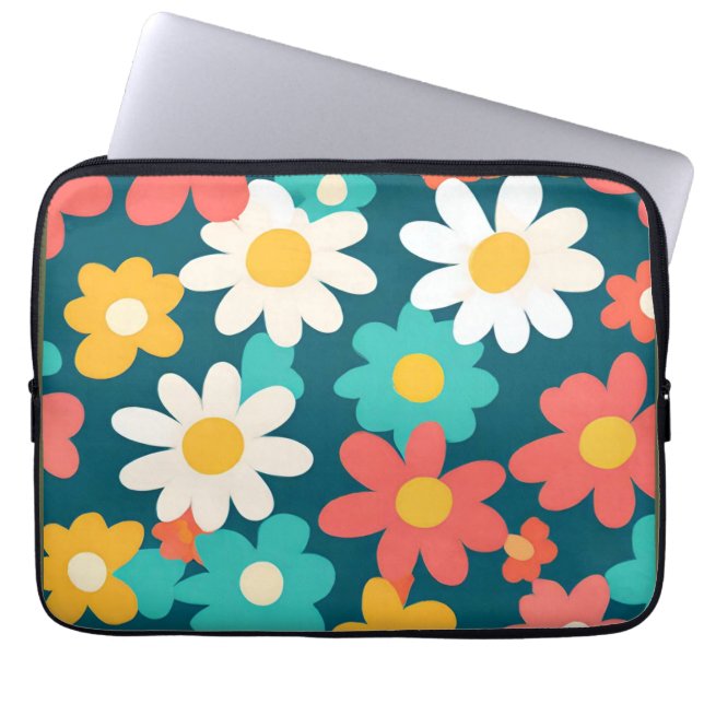 Funda Para Portátil Cute Daisy Flower Escuela de patrón botánico (Frente)