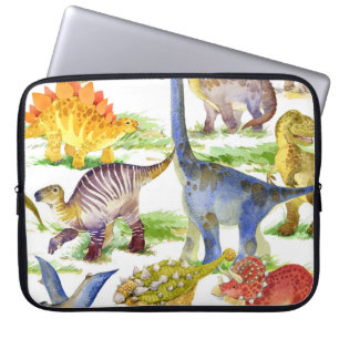 Funda Para Portátil Cute Dinosaurios Acuarela Arte Sin Marea