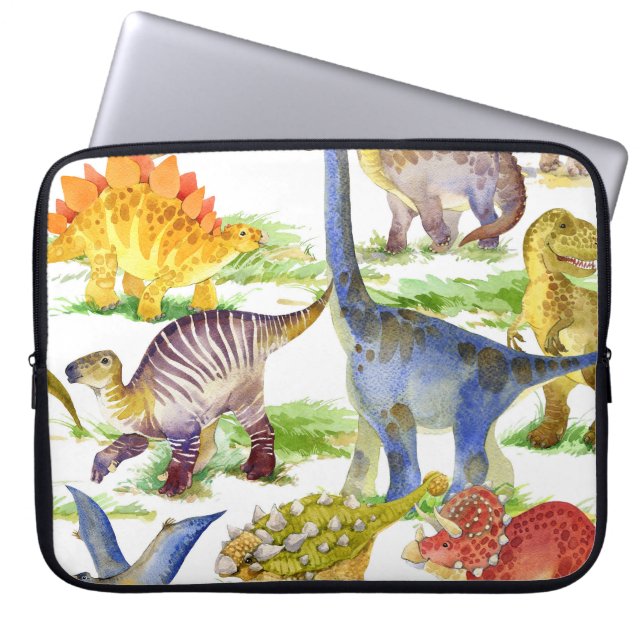 Funda Para Portátil Cute Dinosaurios Acuarela Arte Sin Marea (Frente)