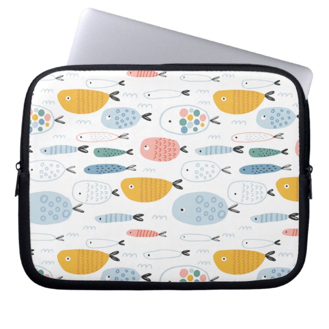 Funda Para Portátil Cute Doodle School of Fish Pattern (Frente)