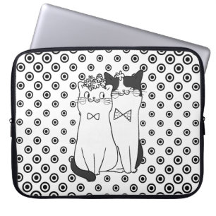 Funda Para Portátil Cute Dotty Cats Pareja Enamorada