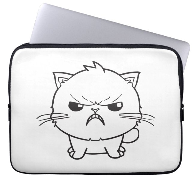 Funda Para Portátil Cute el silbido de un gato enojado. (Frente)