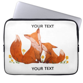 Funda Para Portátil Cute Familia de Zorro Acuarela Personalizada