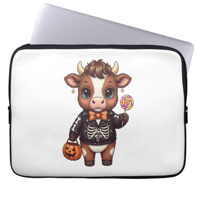 Funda Para Portátil Cute gracioso Halloween Highland Cow (Frente)