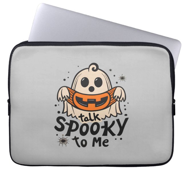 Funda Para Portátil Cute Halloween Ghost Retro : Hablar Me Parecía (Frente)