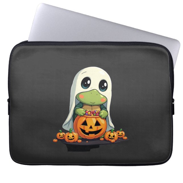 Funda Para Portátil Cute Halloween Turtle Ghost with Candy (5) (Frente)